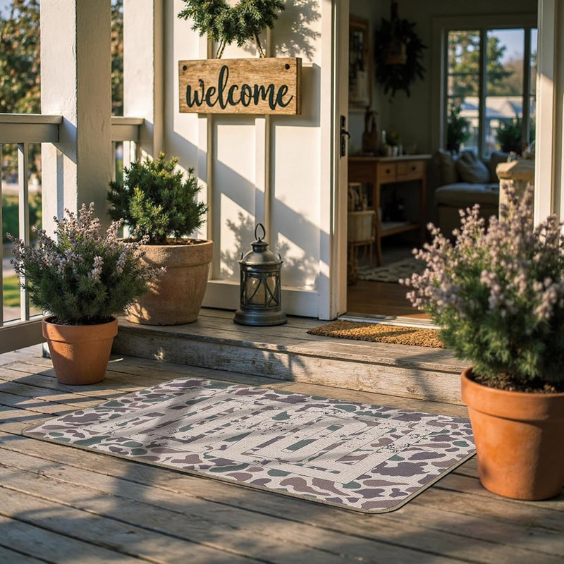 GTYNU Vintage Camo Western Howdy Door Mat 17 x 30,Western Home Decor Doormat,Cowgirl Cowboy Room Decor,Rustic Country Southwestern Decorative Outdoor Mats for Front Door - Image 4